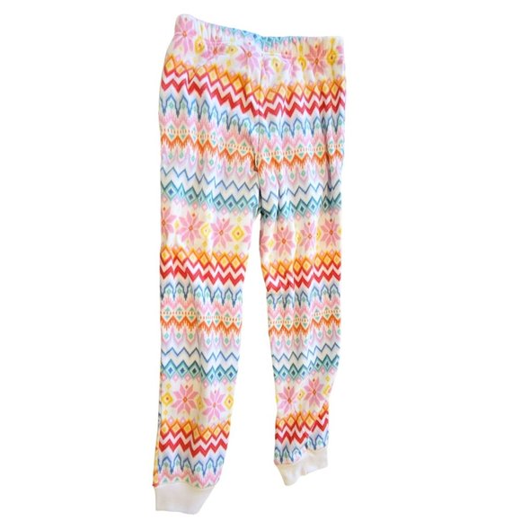 Old Navy Pants Girls Pink and White Fleece Fair Isle Jogger Size M JJ2180 - Picture 3 of 5